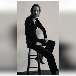 Zara black velvet jumpsuit